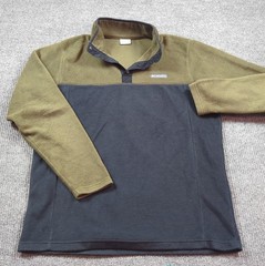 Columbia Pullover Mens LT Green Gray Snap Sweatshirt Fleece Hiking Large Tall
