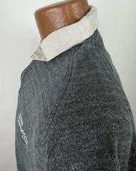 Vintage Pique Knit Sweatshirt Mens Medium Charcoal Gray Polo Collar 90s Pullover