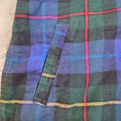 L.L. Bean Flannel Hoodie Mens M Relaxed Fit Full Zip Plaid Blue Green 502092 M