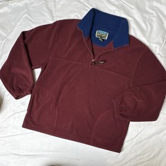 Roundy Ridge Clothing Men’s M Burgundy Blue 1/4 Zip Fleece Logo Sweatshirt