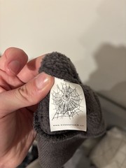 Sp5der Men’s Gray Spiderweb Graphic Rhinestone Fleece Pullover Hoodie M
