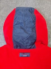 Tommy Jeans Mens Large Red Full Zip Hoodie Sweater 100% Polyester Drawstring