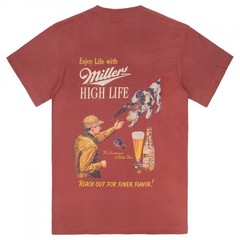 Miller High Life Pheasant Hunting Vintage Ad Front and Back T-Shirt Red