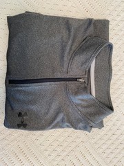 UNDER ARMOUR LOOSE HEATGEAR 1/4 ZIP, GRAY, SIZE: 2XL, 2TG, PRE-OWN & FREE SHIP!