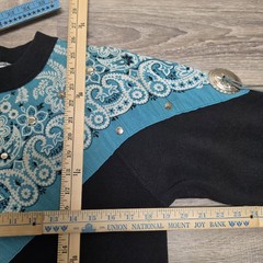 Vintage 80s Western Bandana Concho Sweatshirt Medium USA Black Turquoise Cowgirl