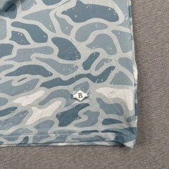 Burlebo Sun Shirt Mens Small Blue White Camo Performance Hoodie Abstract