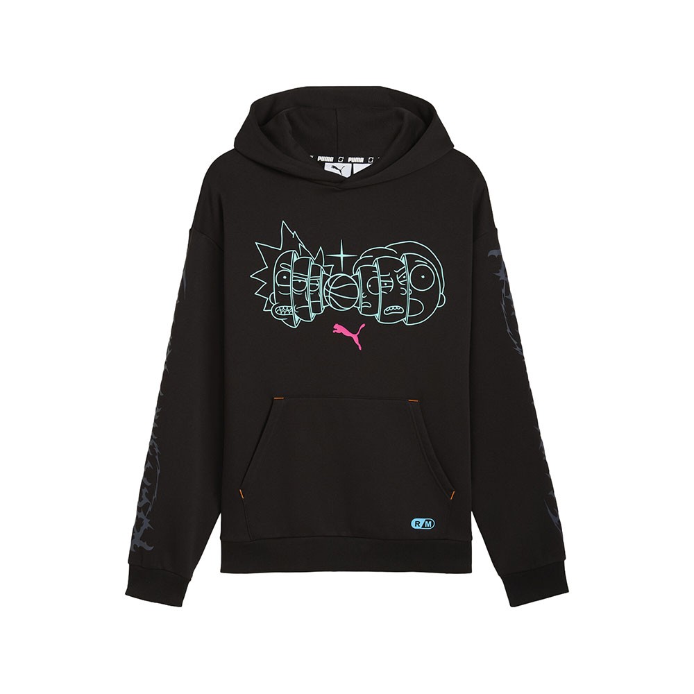PUMA Hoops X Rick And Morty Pullover Hoodie Mens Black Casual Outerwear 6330940