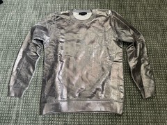 Diesel Black Gold Graphic Distressed Sweatshirt Men’s L Waxed Silver Faux Leath