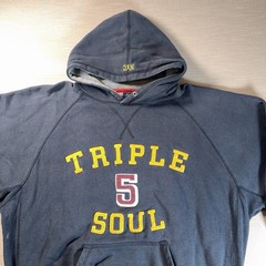 Triple Five Soul TFS Embroidered Hoodie XL Y2K Streetwear Navy Spell Out VTG
