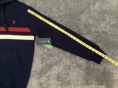 US Polo Assn Striped Navy Blue Pullover Hoodie Fleece Men’s Size S Cotton Blend