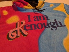 I Am Kenough Barbie Movie Hoodie Mattel Size L Pullover Tie Dye Fleece Lined