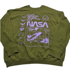 Grayson Threads NASA Sweatshirt Olive Green Purple Graphic Pullover Large