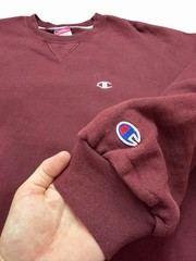 Champion Men’s XL Burgundy Crewneck Pullover Sweatshirt Logo Solid Long Sleeve
