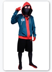 Into the SpiderVerse Miles Morales Spiderman Costume Cosplay Hoodie Shorts
