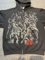 Vintage Y2K Jerzees The Walking Dead Zombies Hoodie Sweatshirt Full Zip BLK LRG