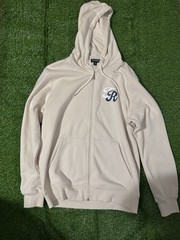 True Religion Men’s Beige Full Zip Hoodie M Logo Graphic Print Pockets