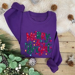 Merry and Bright Family Christmas Jumper | Glitter Effect detail | Xmas Novelty