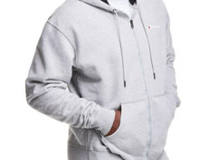 Champion Mens Powerblend Fleece Full Zip Hoodie Oxford Gray Zip Front NWT