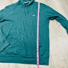 Lacoste Hoodie Mens Large sz 5 Green Regular Fit Cotton Jersey Pullover Sweater