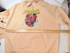 NWT Marvel Spiderman Comic Page Graphic Print Tan Hoodie Size Large New
