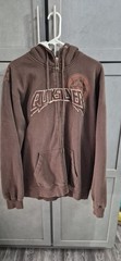 Y2K Quiksilver Full Zip Hoodie (Brown Spellout Surf Graphic) XL