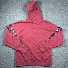 Champion Hoodie Mens Large Maroon Monogram Classic Fleece Leather Stripe