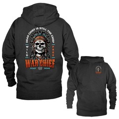 War Chief Skull Native American Headdress Wild Free Fear None Pullover Hoodie