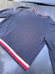 Tommy Hilfiger Mens Pullover Sweatshirt Size L Large Navy Blue Red White Trim