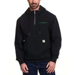 John Deere Men’s Quarter Zip Hoodie, Black Size XL