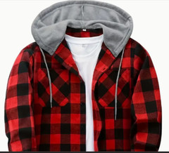 Hoodie Blue-Red-Purple-Green Dark Gray Shirt Flannel Look L-XL-2XL-3XL Free Ship
