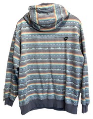 Hooey Aztec Long Sleeve Pullover Hoodie Size M Logo Pocket Gray/Rainbow