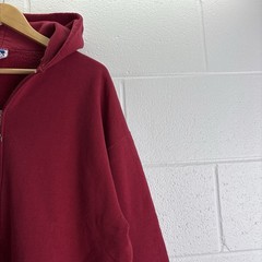Vintage Russell Athletic full-zip fleece hoodie brick red colorway size XL