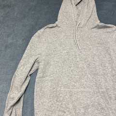 H&M Hoodie Mens Small Heather Gray Cotton Fleece Lined Relaxed Fit Wrapover Hood