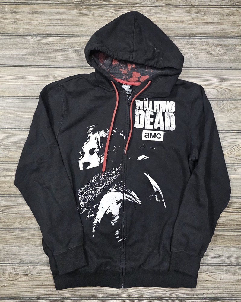 The Walking Dead AMC Daryl Dixon Zip Up Hoodie Size M Black Red 2015