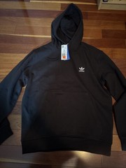 Adidas Trefoil Essentials Hoodie Black Men’s Large L NWT Brand New