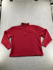 Vintage Woolrich Sweatshirt Mens Large Red Deep Ruby Fleece Pocket Quarter Zip