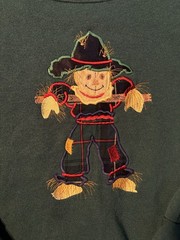 Vtg M&C Sportswear Fall Scarecrow Autumn Plaid 90’s USA Green Sweatshirt Sz XL