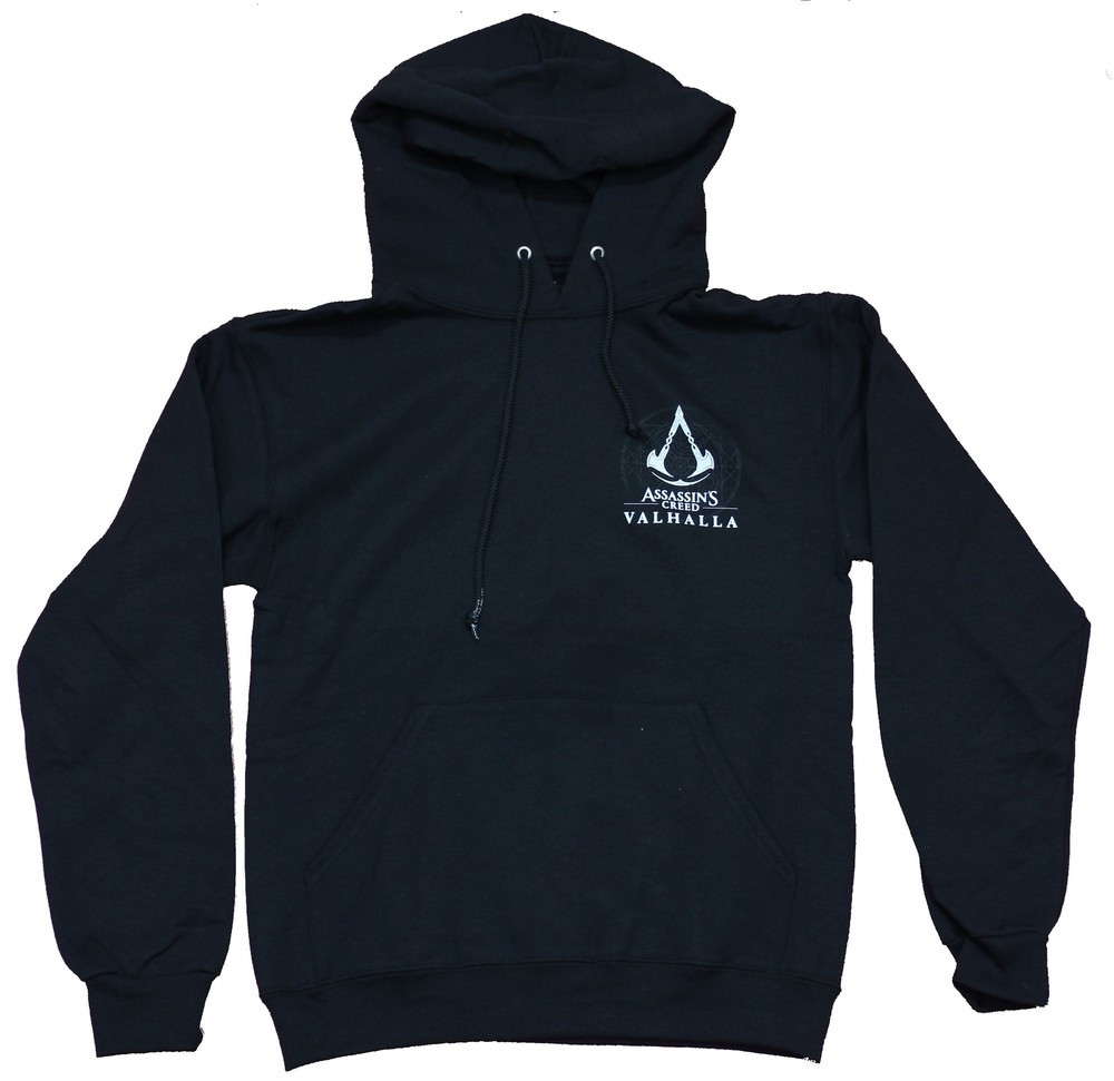 Assassin’s Creed Valhalla Mens Hoodie – Logo Lapel Ornate Creed Back