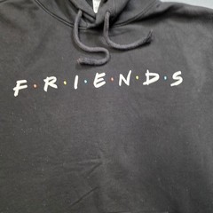 Friends Sweatshirt Mens Medium Black Hoodie Pullover Warner Bros 90s Retro TV