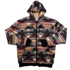 Big Ball Sports Hoodie Adult Medium Sherpa Lined Aztec Southwestern Full Zip