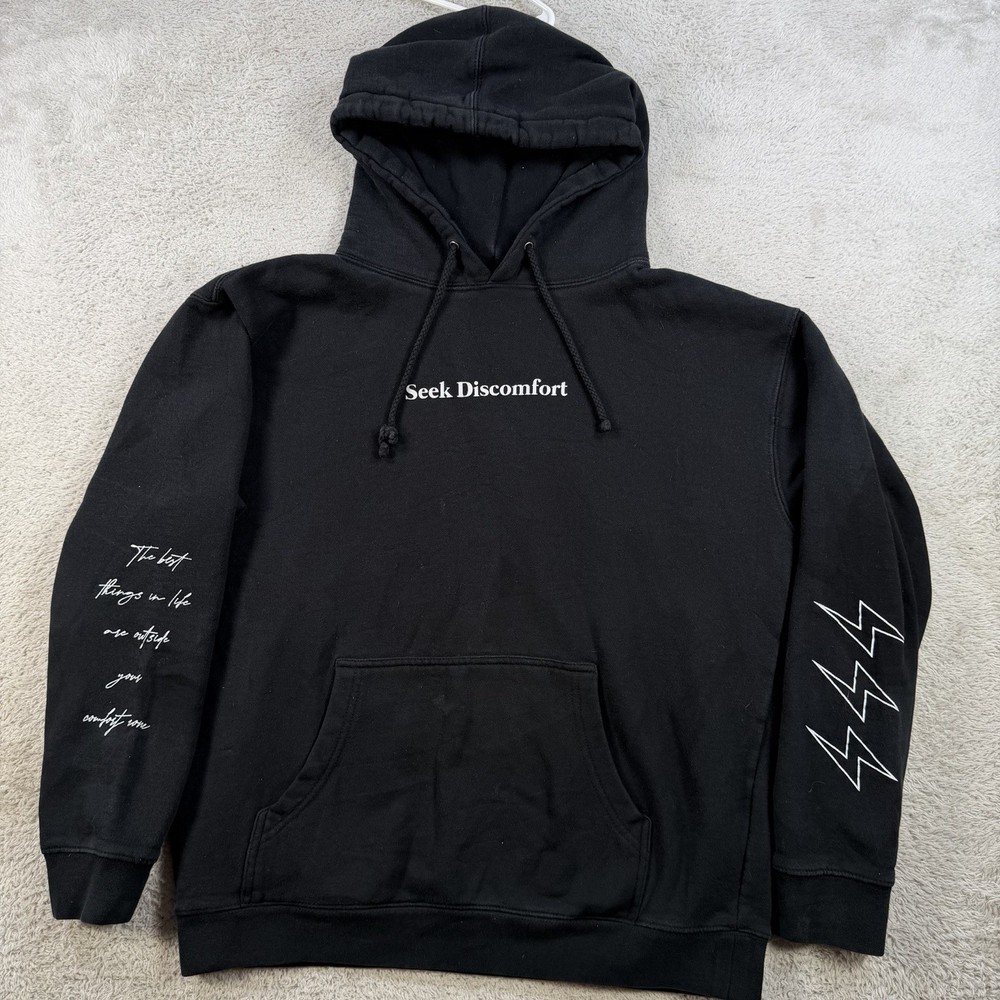 Yes Theory Seek Discomfort Hoodie Mens Medium Black Fleece Pullover YouTube