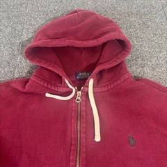 Polo Ralph Lauren Mens XL Full Zip Hoodie Burgundy Red Thermal Lined Fleece