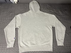 Vtg Champion Burgandy Embroidered Letters Gray Hoodie Sweatshirt Med EUC