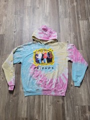 Friends Hoodie Mens Medium Tie Dye Pullover TV Show Graphic Sweatshirt