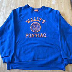 Wally’s Blue/Orange Graphic Print Crewneck Pullover Sweatshirt Men’s L