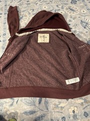 Hollister Burgundy Fleece Full Zip Hoodie M Hooded Embroidered Logo