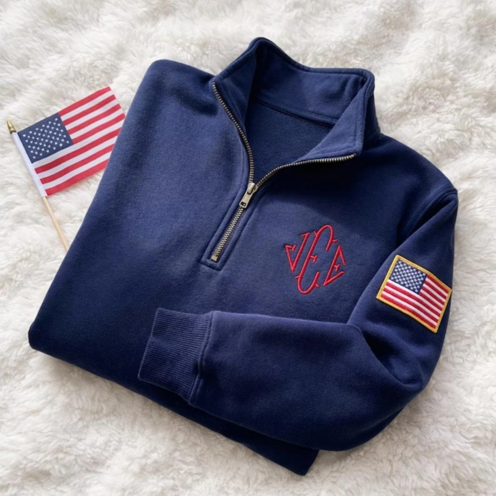Embroidered J.E.E. Epstein Quarter Zip Sweatshirt, Jeffrey Epstein Embroidery