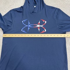 Under Armour Iso-chill Hoodie Shirt Mens Small Blue Fish Hook Logo Boat Light