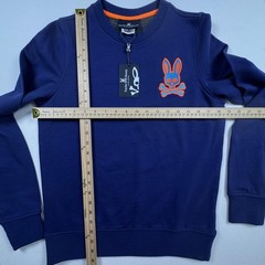 Psycho Bunny Sweatshirt Mens XXS Blue Crewneck Vail Bunny Logo Embroidered New