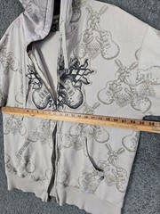 Vintage Sapphire Lounge Hoodie Men’s Large Full Zip AOP Guitar Punk Skate Grunge